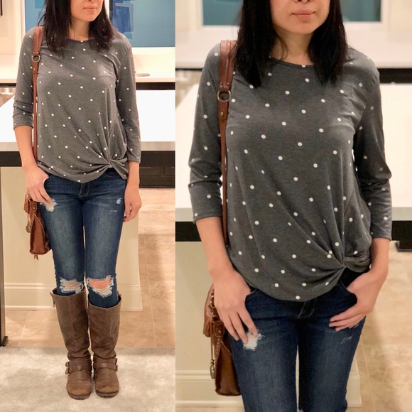 Bellanblue Tops - SALLIE Twist Detail Top - CHARCOAL